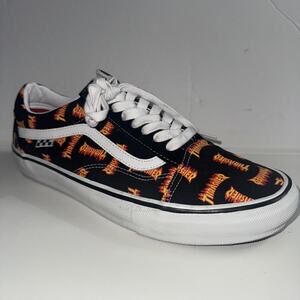 Vans SK8 Thrasher Skate Old Skool Black Multi Logo Canvas Shoes Sz 13 Men Fire